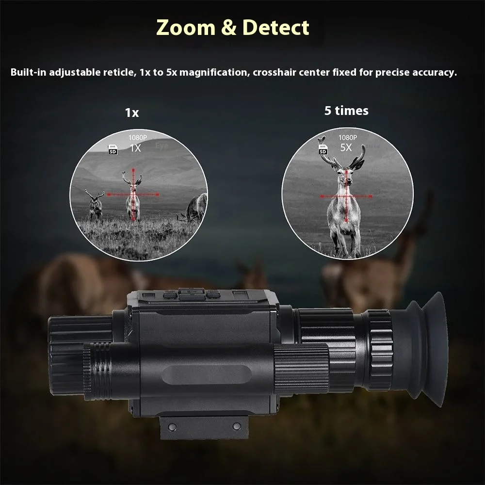 عرض ساخن لعام 2025 008 بالأشعة تحت الحمراء الرقمية AI تكبير للرؤية الليلية في الهواء الطلق بندقية الصيد البصر 1920*1080 يمكن رؤية ما يصل إلى 400 متر