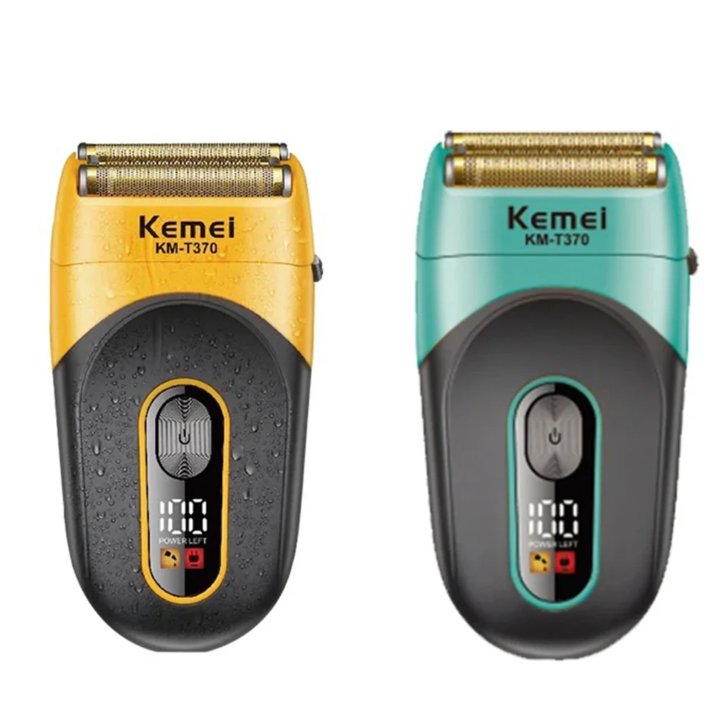 

Электробритва Kemei T370, перезаряжаемая, для мужчин, триммер для бороды, профессиональная, водонепроницаемая, с 3 лезвиями, USB-зарядка.