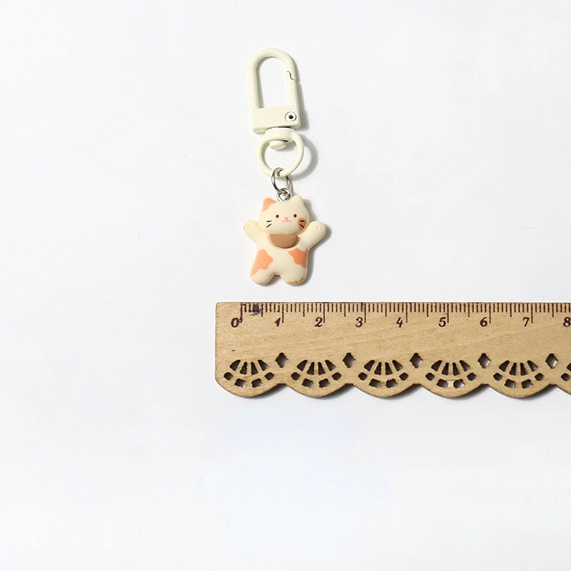 Happy Cat Keychain Cute Animal Backpack Pendant Mini Key Chains Simple and Versatile Daily Accessories Kawaii Keychain for Gift