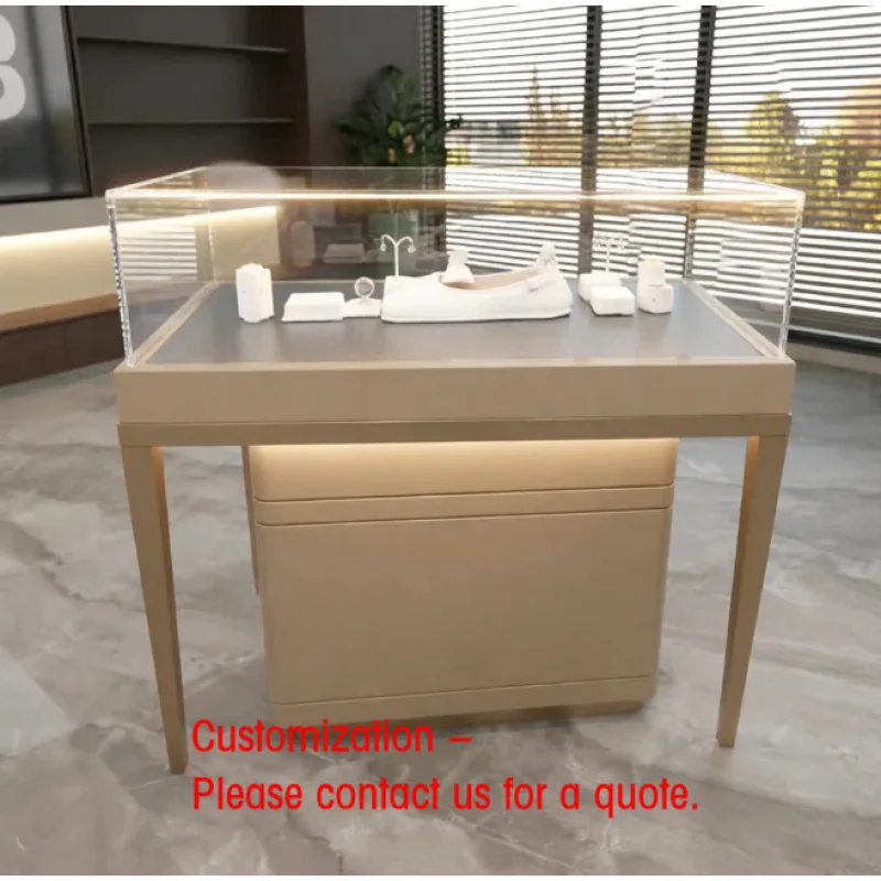 custom.Commercial Premium Luxury Modern LED Lighted Tempered Glass Eco-Friendly Heavy Duty Jewelry Display