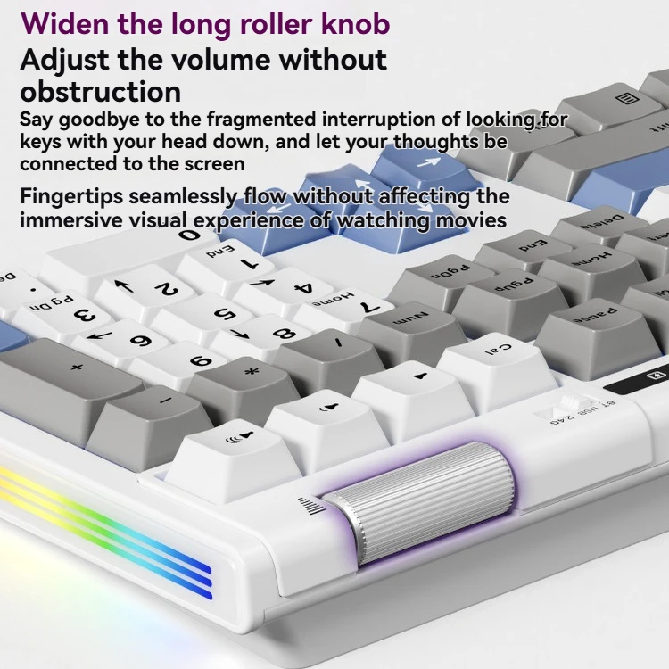 NEO108 Tri-mode Mechanical Keyboard Customized Wireless Bluetooth RGB Hot Swap Gasket Ergonomic Game Office Mechanical Keyboard