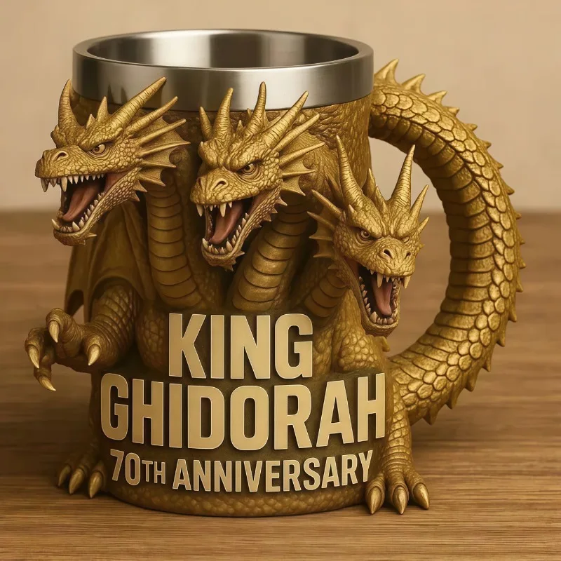 

New 6 Types Godzilla Anime Peripheral Model Ornament Water Cup Godzilla 70th Anniversary 3D Resin Mug Cartoon Coffee Cups Gift
