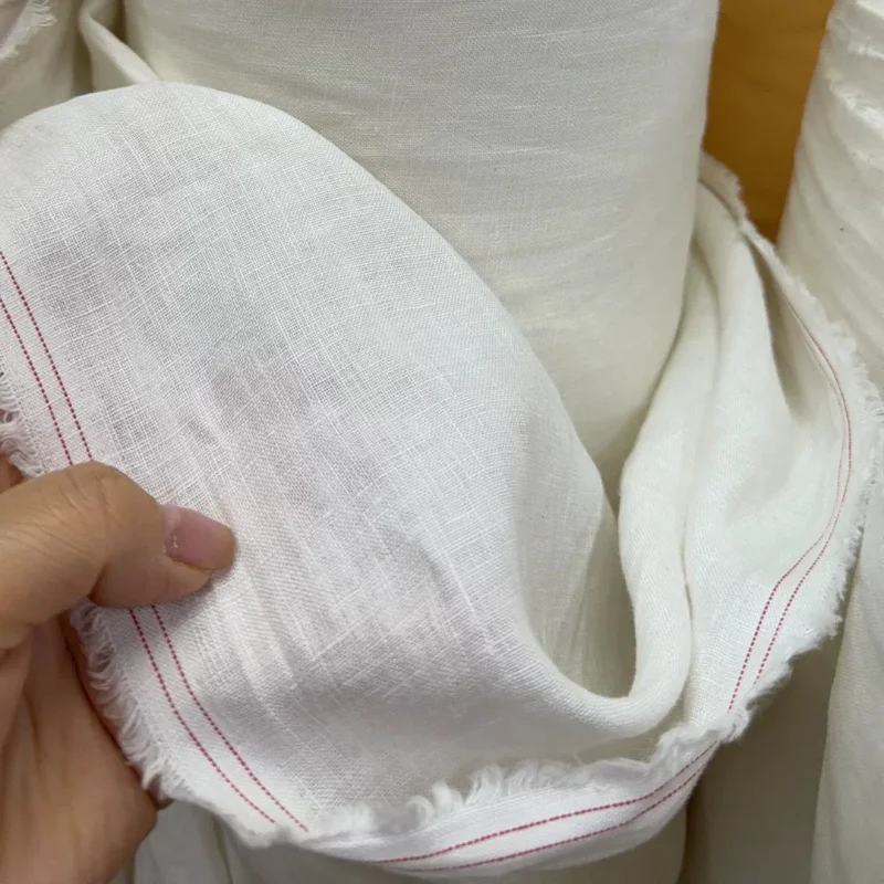 

White Pure Flax Fabric Soft Breathable Shirt Pants Dress Garment Sewing Handmade DIY Home Craft Material Spring Summer Clothing
