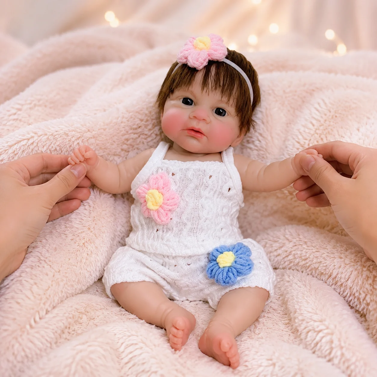 12.2 Inch Waterproof Elijah bebê reborn de silicone sólido Dolls With Rooted Hair & Open Mouth 3D Painted Skin Newborn Doll - view 5