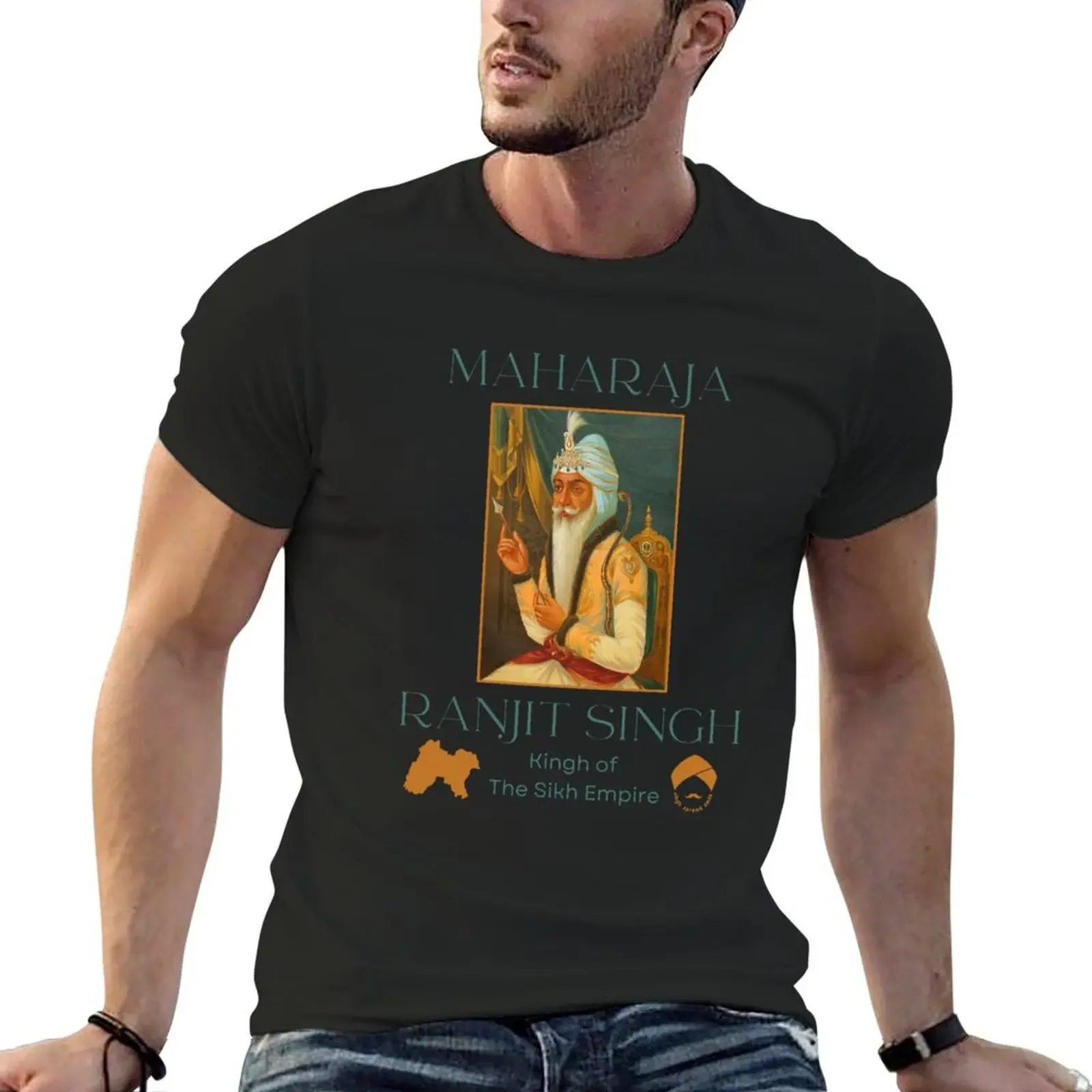 

Majestic Maharaja Ranjit Singh T-Shirt oversized t shirt shirts graphic tee plus size clothes mens white t shirts