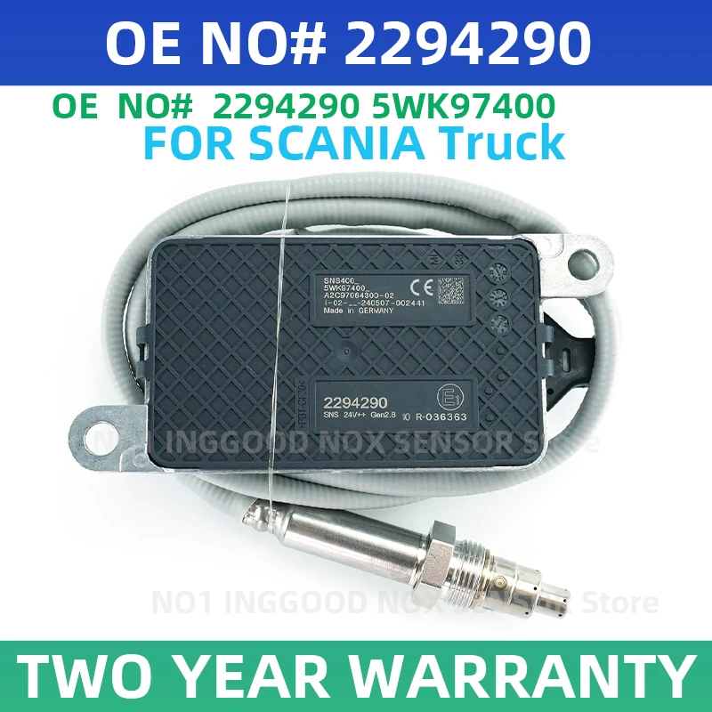 

2294290/2064768/2247380/2296800 5WK97400 Nitrogen Oxygen Sensor 24V Nox Sensor For Scania Motor Truck Accessoires