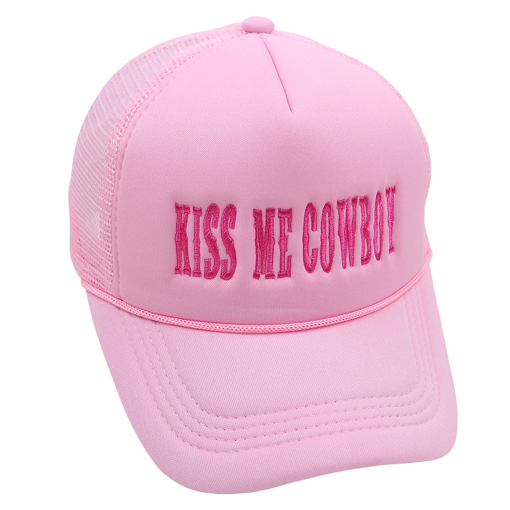 KISS ME COWBOY Trucker Hat Embroidery High Quality Baseball Cap Summer Beach Woman Mesh Cap