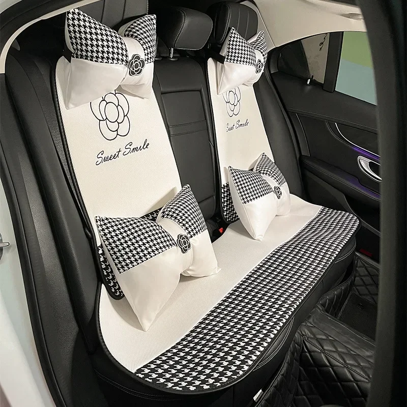 2023 New Camellia Car Cushion Four Seasons General Car Cushion Cute Cushion Three-piece Set of Four Seasons General Purpose