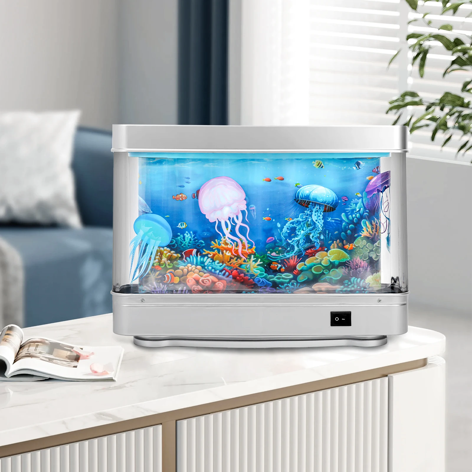 Artificial Aquarium: Fascinating Moving Pictures of Fish in Tank Decorative Sensory Aquarium Lamp Virtual Ocean in Motion