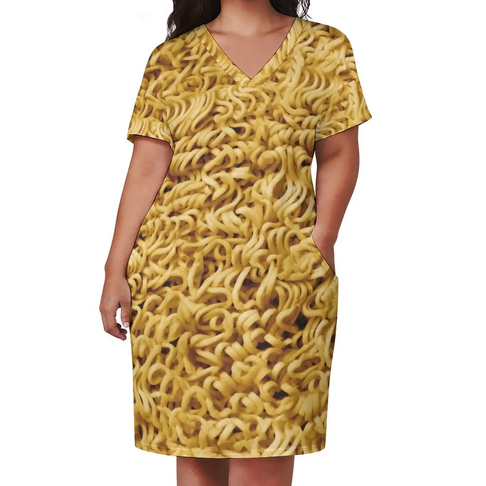 Seamless Ramen Noodle Pattern Loose Pocket Dress ladies dresses for women 2025 summer dress korean women long dress women summer