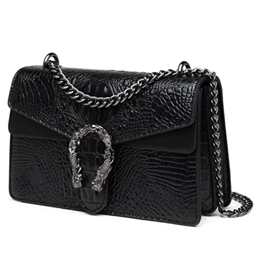 

MYHOZEE Crossbody Bags for Women - Snake Printed Clutch Purses Leather Chain Shoulder Bags Evening Handbags