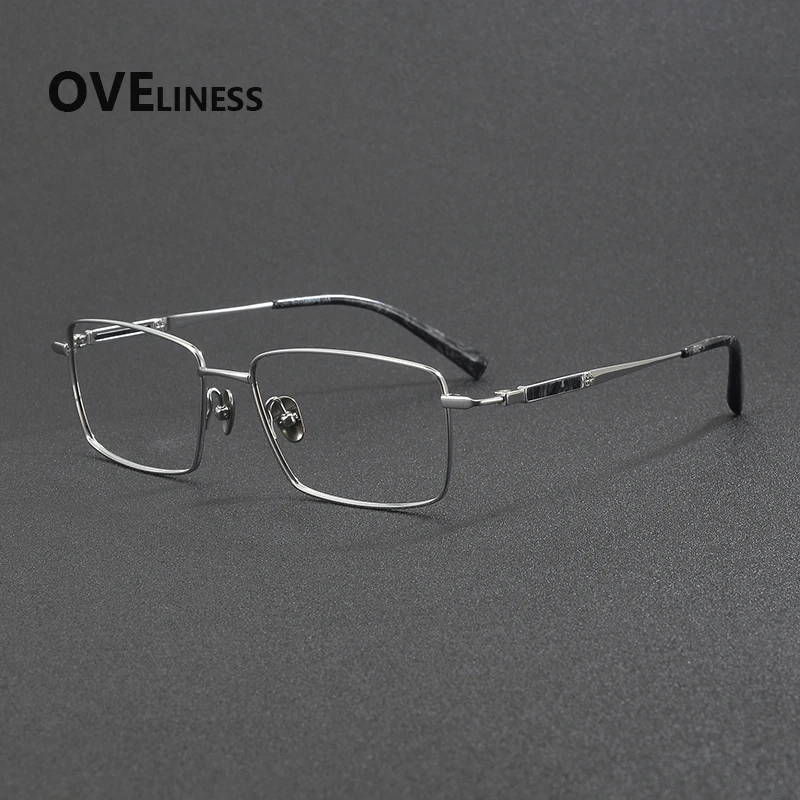 2027 Pure Titanium Glasses Frame Men New Brand Design Square Eyeglasses Frames Ultralight-Weight High Quality Japanese Eyewear