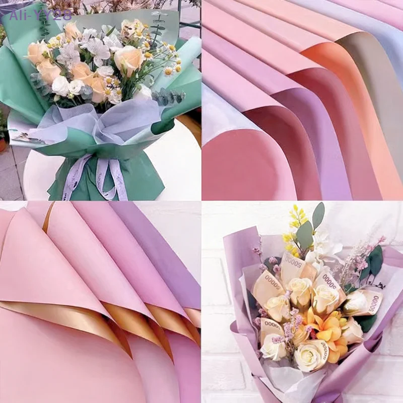 {YY28} 20 Piezas de Envoltorios de Flores de Doble Cara de 58*58cm, Impermeables, para Ramos, Decoración y Envoltura de Regalos