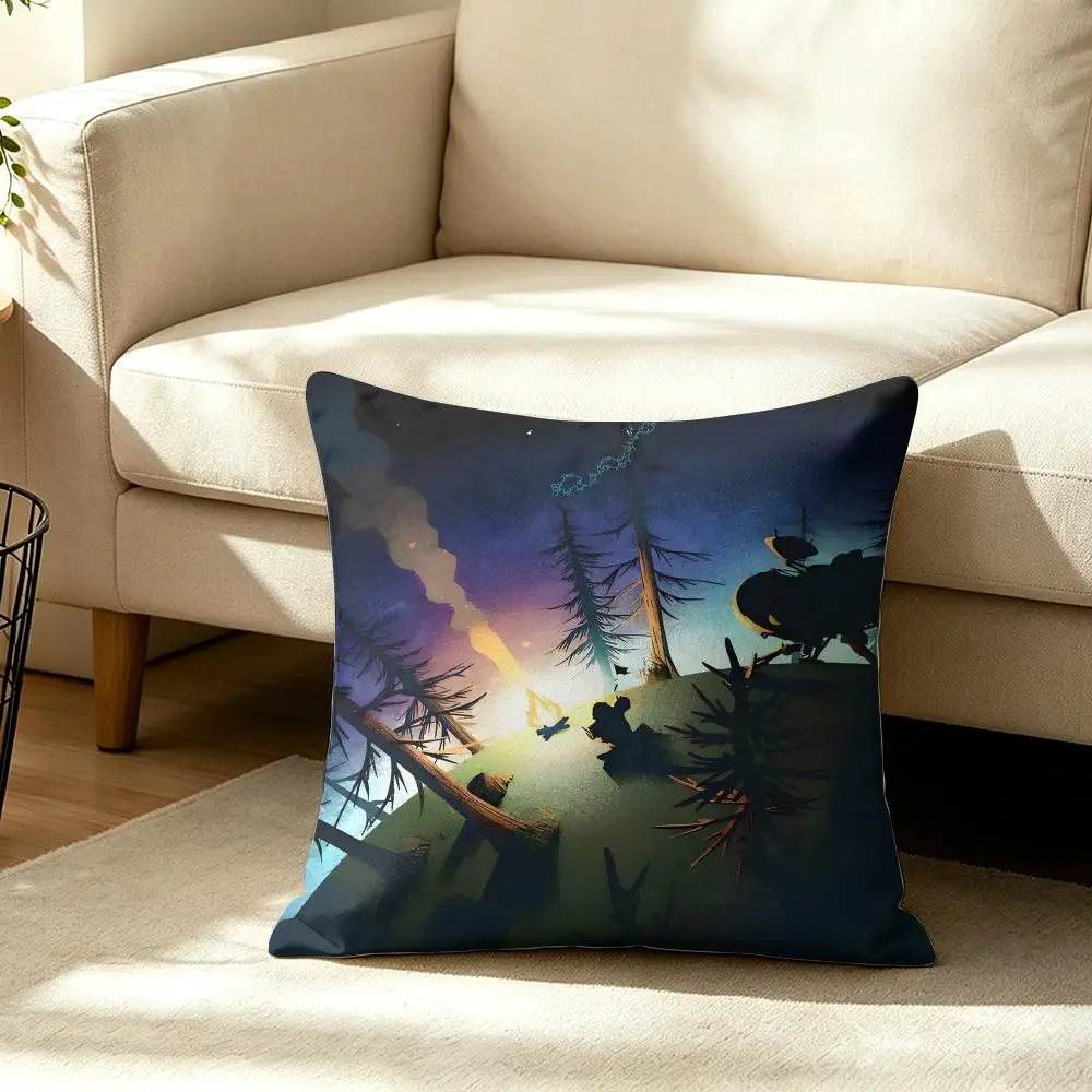 Video Game O-Outer Wilds Cushion Cover Wrinkle-Resistant Short Plush Pillow Case Breathable Machine-Washable