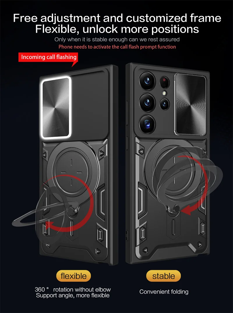 CHAOYIDIAN For Samsung Galaxy S25 S24 S23 S22 S21 Ultra Plus Edge S20 FE Note 20 Ultra Case Camera Protection Ring Holder P