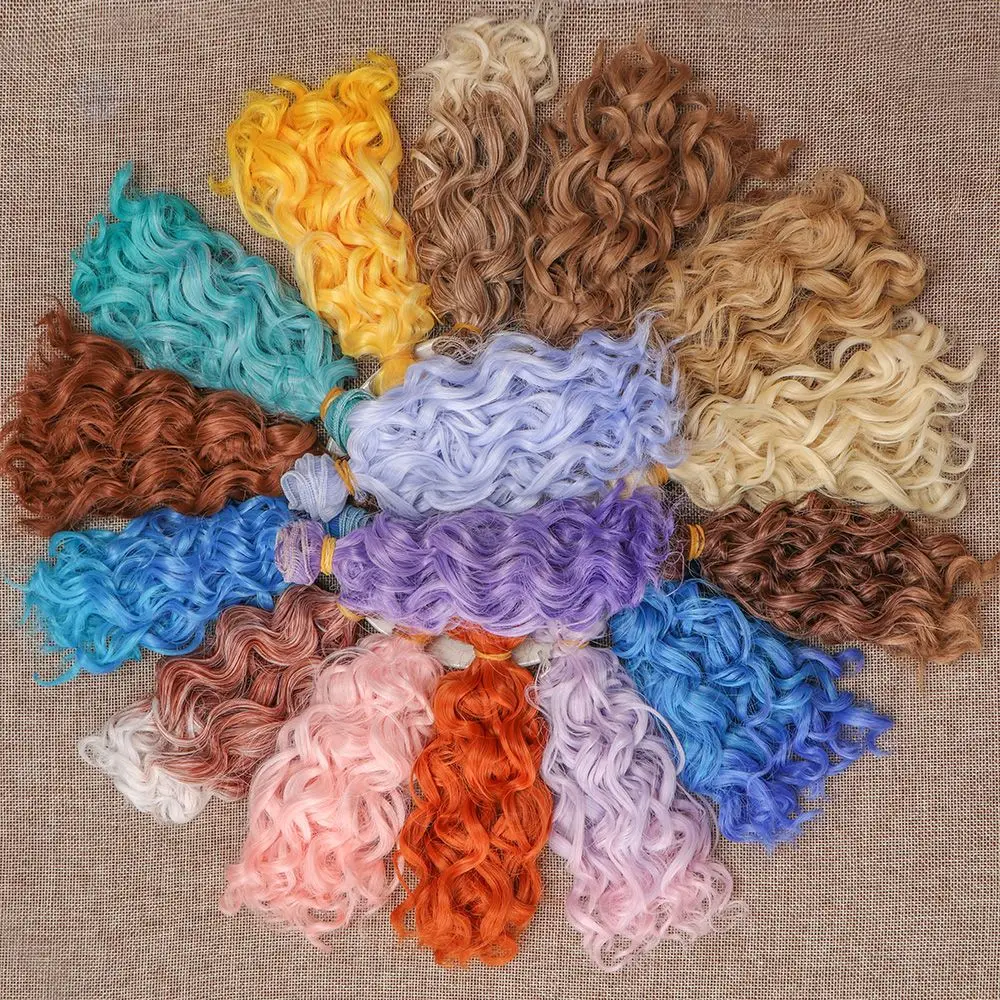 15*100cm DIY Mini Tresses Accessories High-Temperature Screw Periwig Curly Wigs Toy Toupee Doll Hair