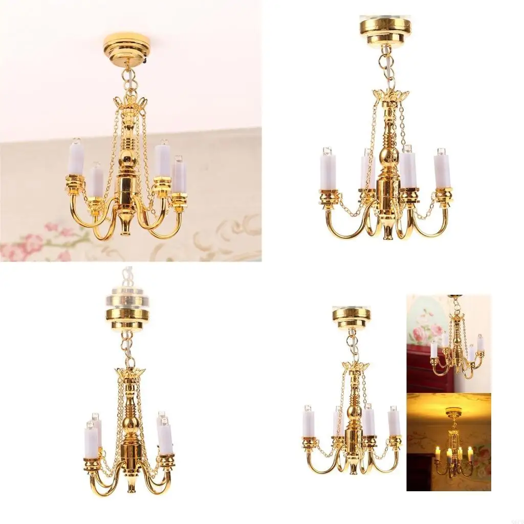 

1:12 кукольные домики, потолочная люстра для гостиной, детский светодиодный потолочный светильник, игрушечная мебель, потолочный