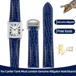 Crocodile Leather Bracelet For Caitier Tank Must London Cle De Cartier Leather Strap W5200027/24 W5200005 Watch Band 18 20 22MM