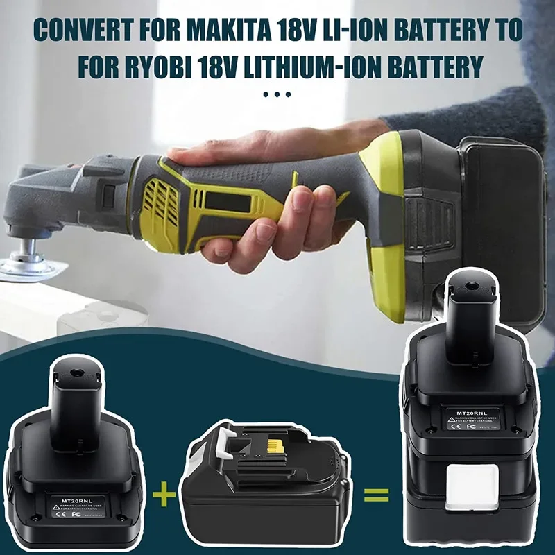 Imagem -04 - Bateria Conversor Adaptador para Makita Li-ion Bateria Usado Converter para Roybi 18v Ferramenta Mt20rnl Ryobi