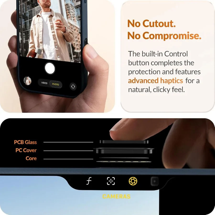 Pelle classica color oro - Custodia europea in vera pelle Vele per iPhone 17 Pro Max - [Controllo fotocamera integrato e compatibile