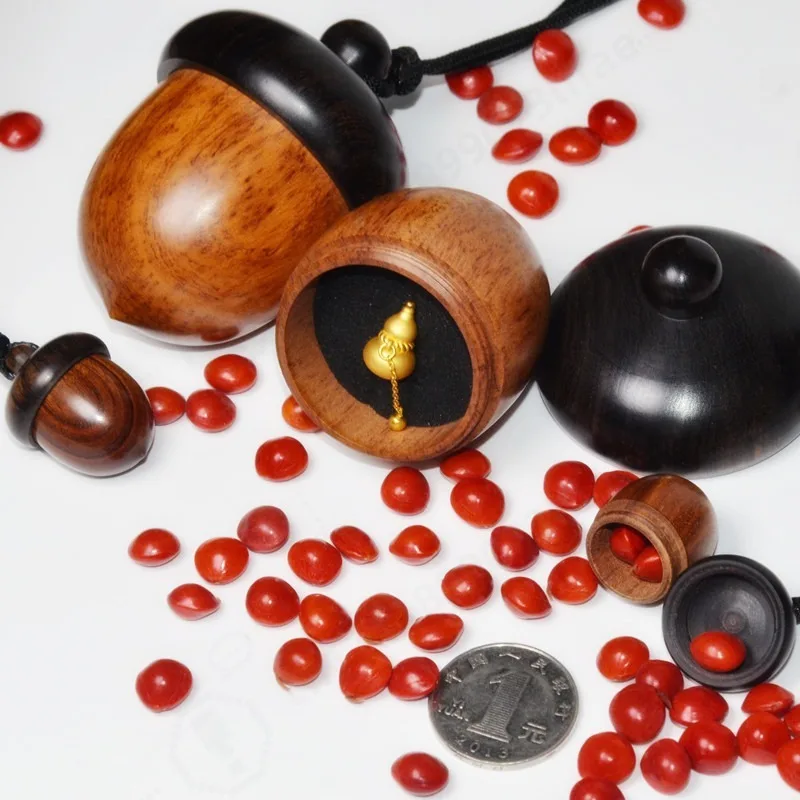 Purple Sandalwood Storage Box Acorn Ring Case Essential Oil Pendant Portable Tea Canister Valentine Gift Jewelry Organizer Decor view 3
