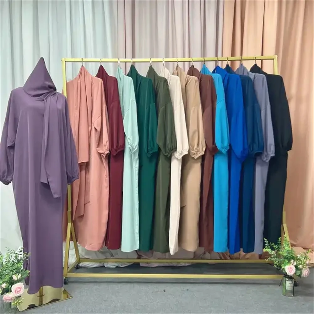 เจียมเนื้อเจียมตัวผู้หญิงมุสลิม Hijab Abayas สวดมนต์ยาว Maxi ชุดตุรกี Djellaba Khimar ดูไบอิสลามอาหรับ Eid Ramadan Femme Robe Jalabiya