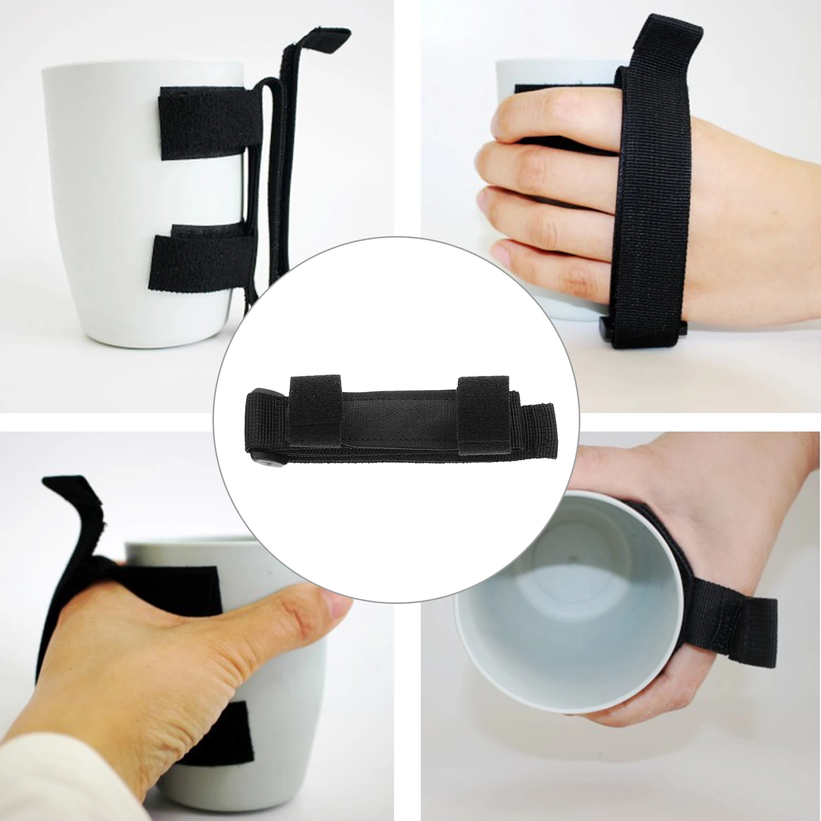 

Adjustable Universal Cuff for Spoon Fork Chopsticks Elastic Nylon Strap Disabled Aid Elder Care Utensil Holder Walking Chair