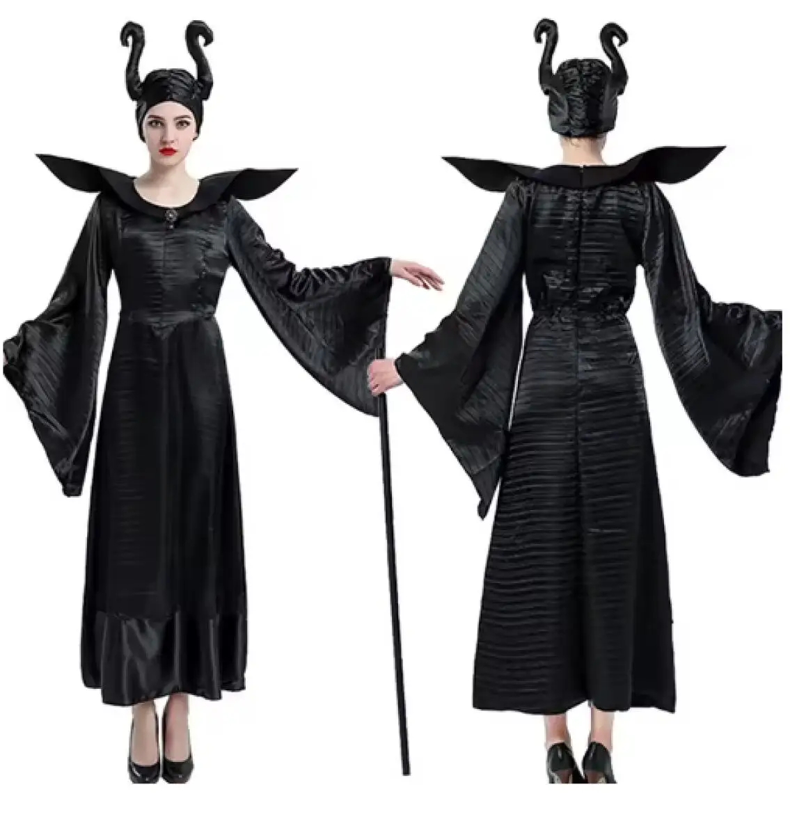 Maleficent Hexenkostüm, dunkle Hexe, Cosplay-Kostüm, Halloween-Party, Bühnenkostüm, Halloween, Dämonenkönigin, böser Kleid