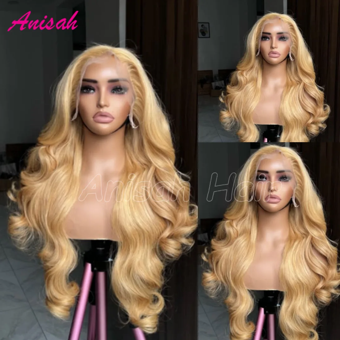 

Brazilian Virgin Hair Honey Blonde Wig Human Hair 13x4 Lace Frontal Wig Wavy Glueless Lace Closure Human Hair Wig For Women