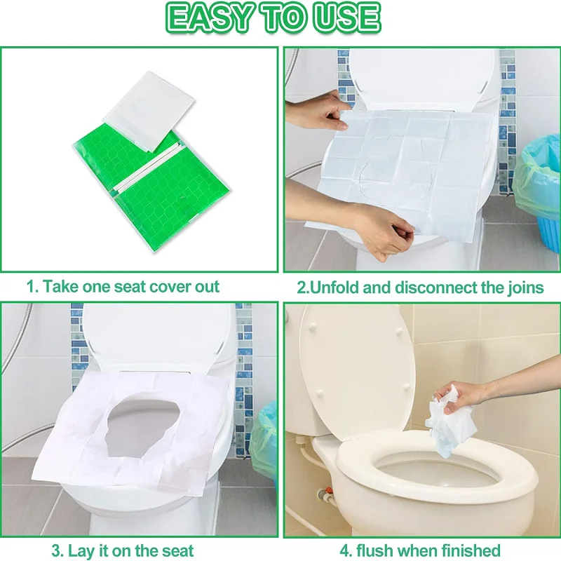 50 Pcs Toilet Seat Covers Disposable Flushable Paper for Travel Friendly Packing for Kids Potty Training and Adult