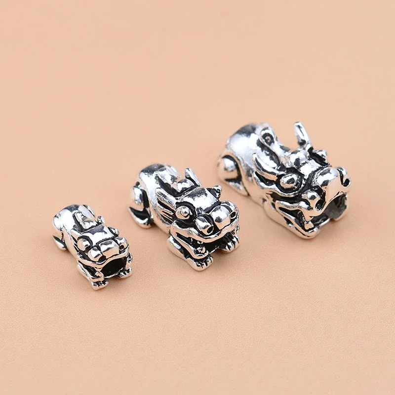 925 sterling silver Thai silver PiXiu beads lucky fortune transfer PiXiu beads handmade DIY beaded bracelet accessories