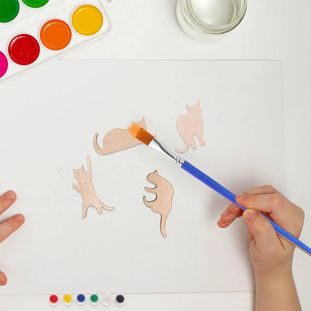 

24Pcs Wooden Cat Cutouts Blank Cat Shaped Pieces Unfinished Wood Ornaments DIY Craft Home Decor Halloween Christmas Decoration