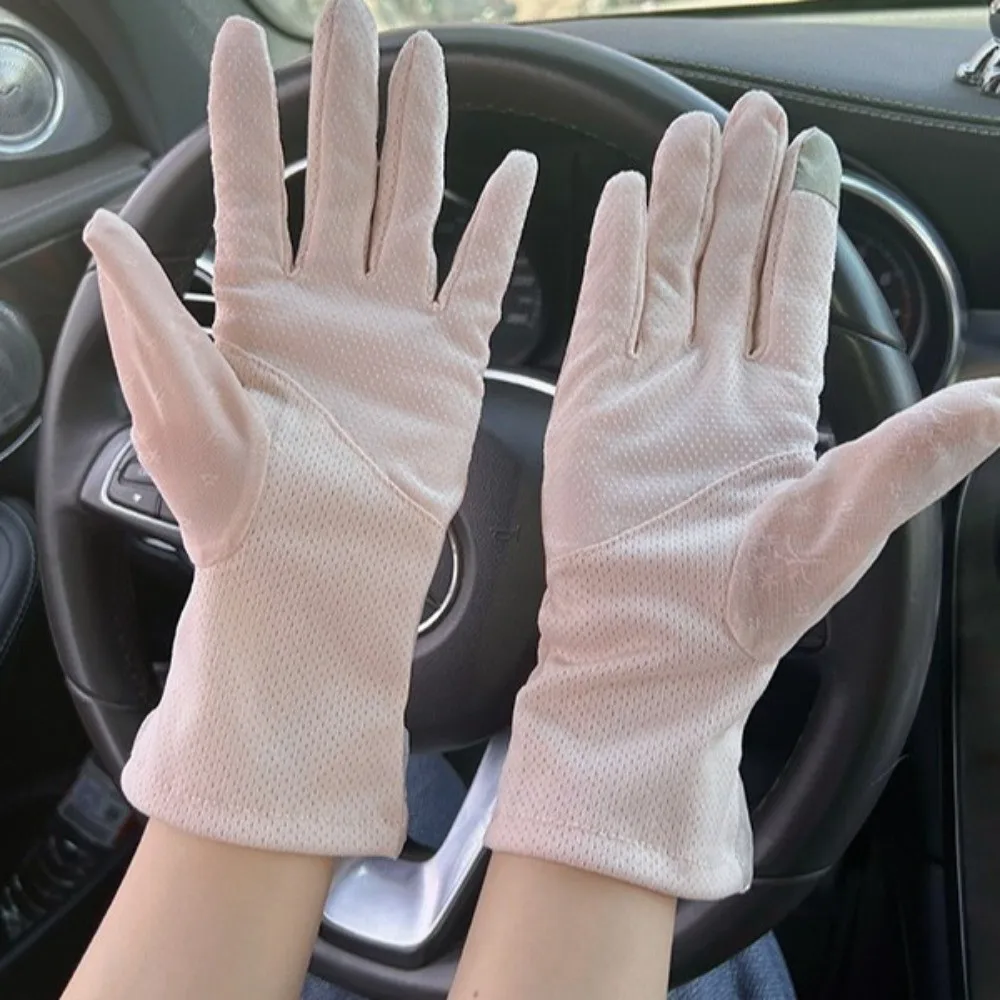 

Fashion Mesh Lace Gloves Sunscreen Anti Slip Women Gloves Sun Protection Touch Screen Ice Silk Gloves Outdoor