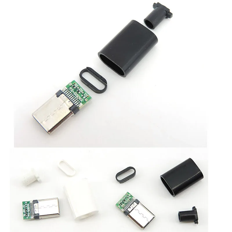 TYPE C USB 3.1 24 Pin Male Plug Welding power Connector Adapter diy Repair Type-C Charging Data Cable Accessories white black L1