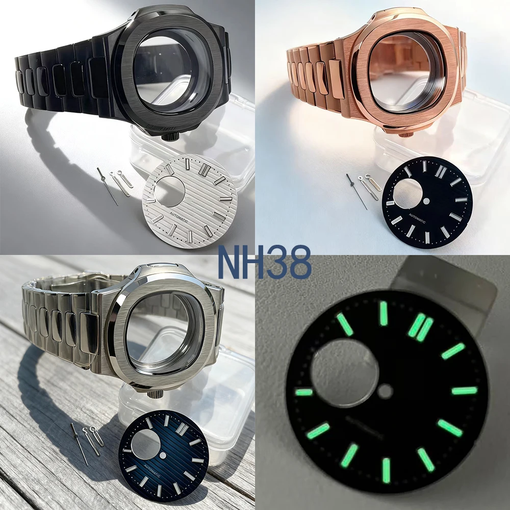 30.5mm dial with green-lumed hands and the 42mm stainless steel case and bracelet are suitable for NH38 movement components