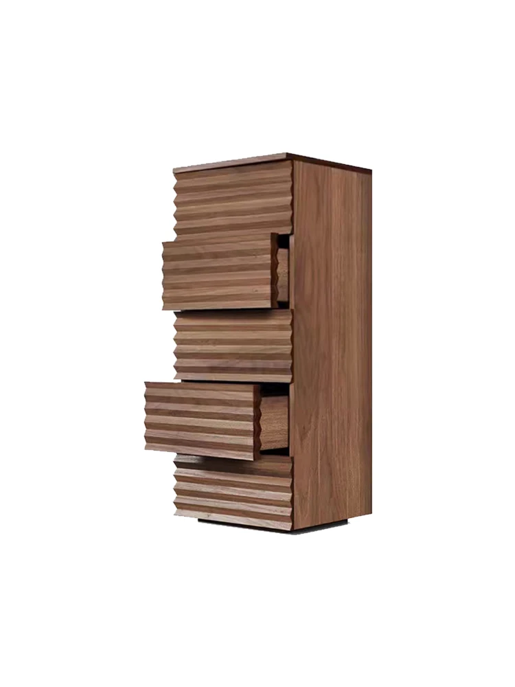 Italian Minimalist Black Walnut Wooden Chests of Drawers Modern Living Room Storage Cabinet Creative Solid Wood Locker