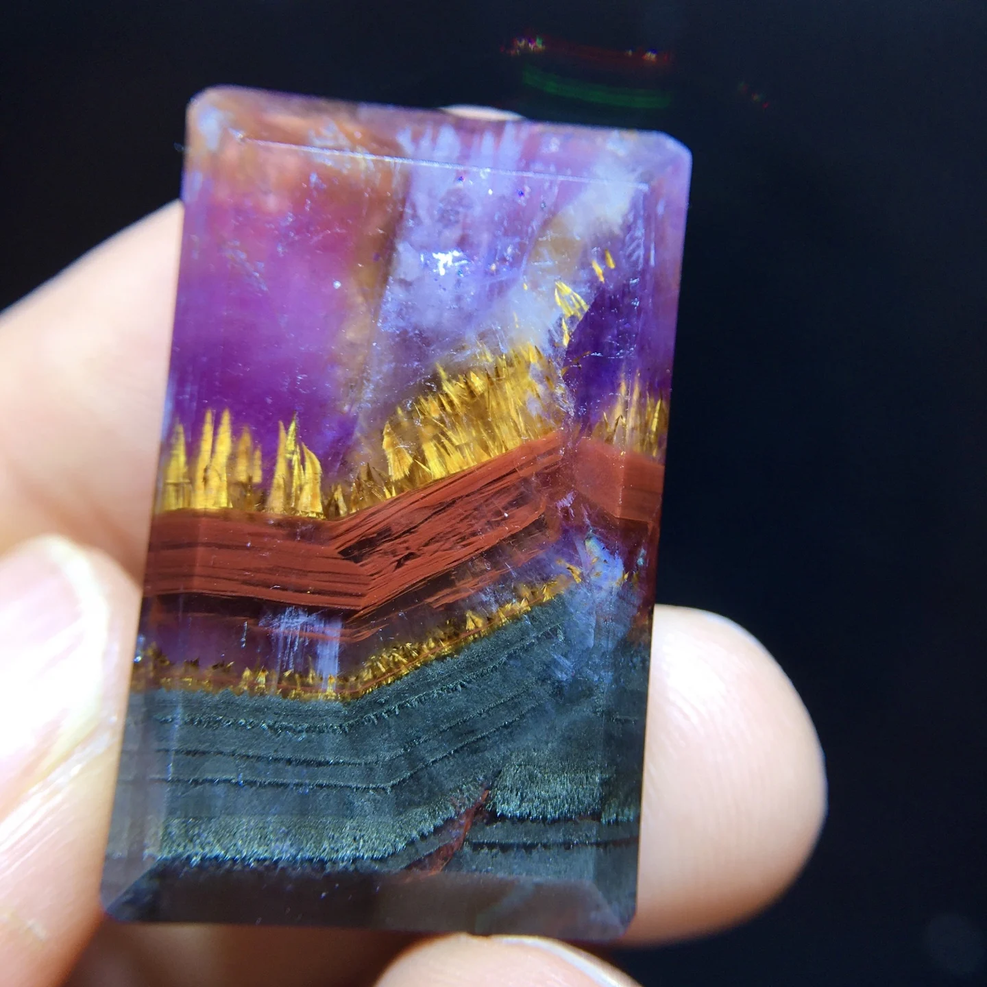 Natural Purple Cacoxenite Auralite 23 Pendant Red 29.7/18.7/6mm Rutilated Beads Jewelry  AAAAA