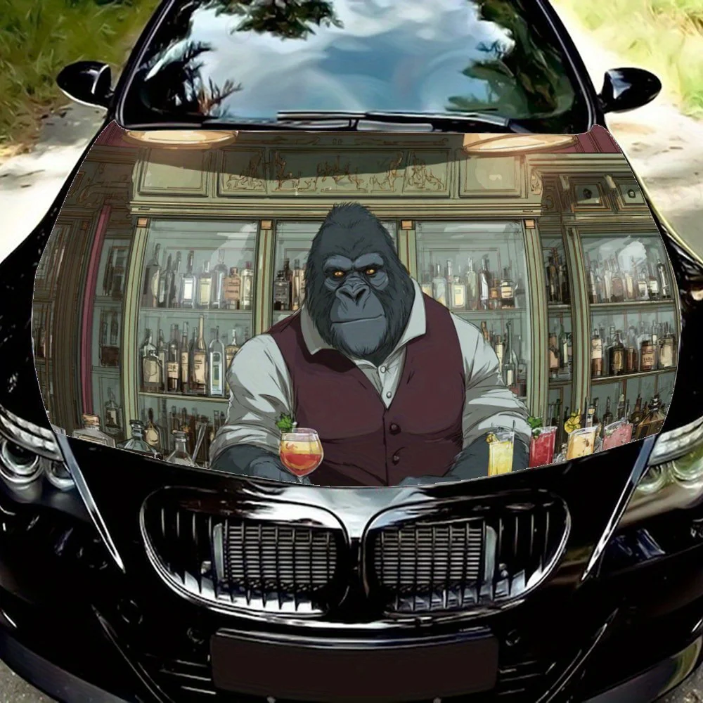 

Gorilla bartender print,car hood stickers,PVC waterproof Self adhesive car hood sticker,car hood decoration protection stickers,