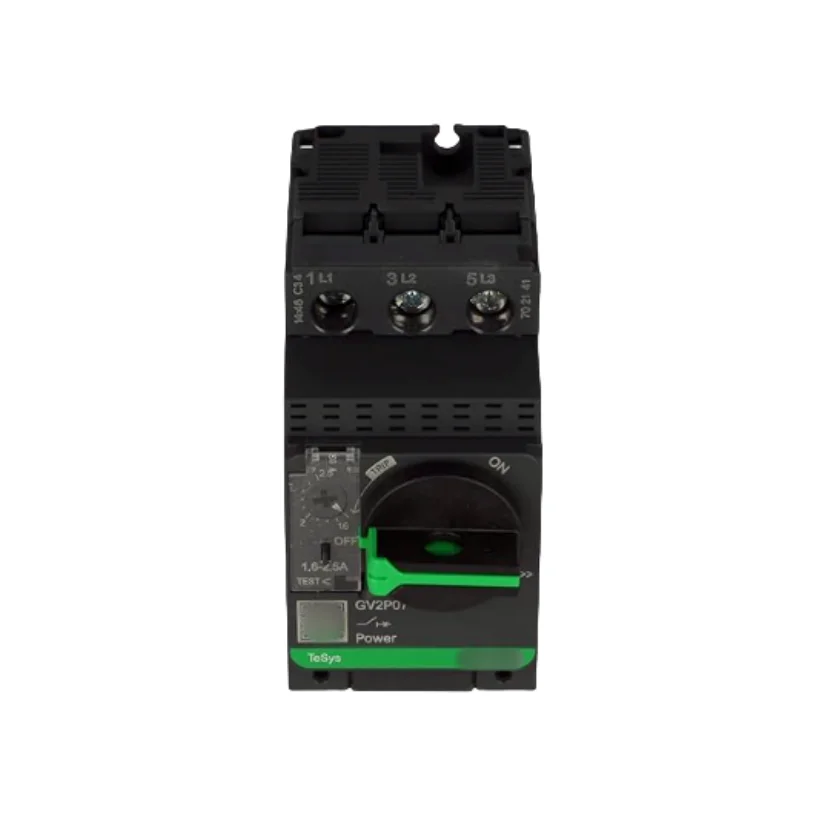 GV2P07 Motor circuit breaker, TeSys Deca, 3P, 1.6 to 2.5A, thermal magnetic, screw clamp terminals, rotary handle