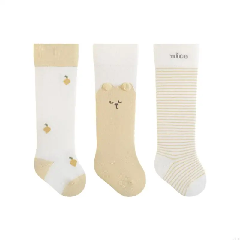 سريعة الجافة بتمشيط القطن الاطفال عالية الجوارب نونسليب مطاطا أعلى جوارب للنشاط في الهواء الطلق ارتداء اليومي 3 زوج 24BE