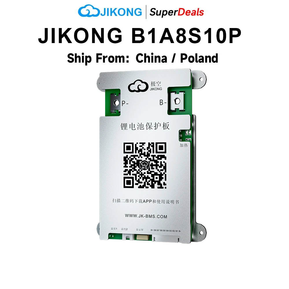 JIKONG-BMS 1A Balanço Ativo B1A8S10P 24V 100A LifePo4 Li-ion LTO Battery Management System, BT PODE RS485 NTC Smart JKBMS