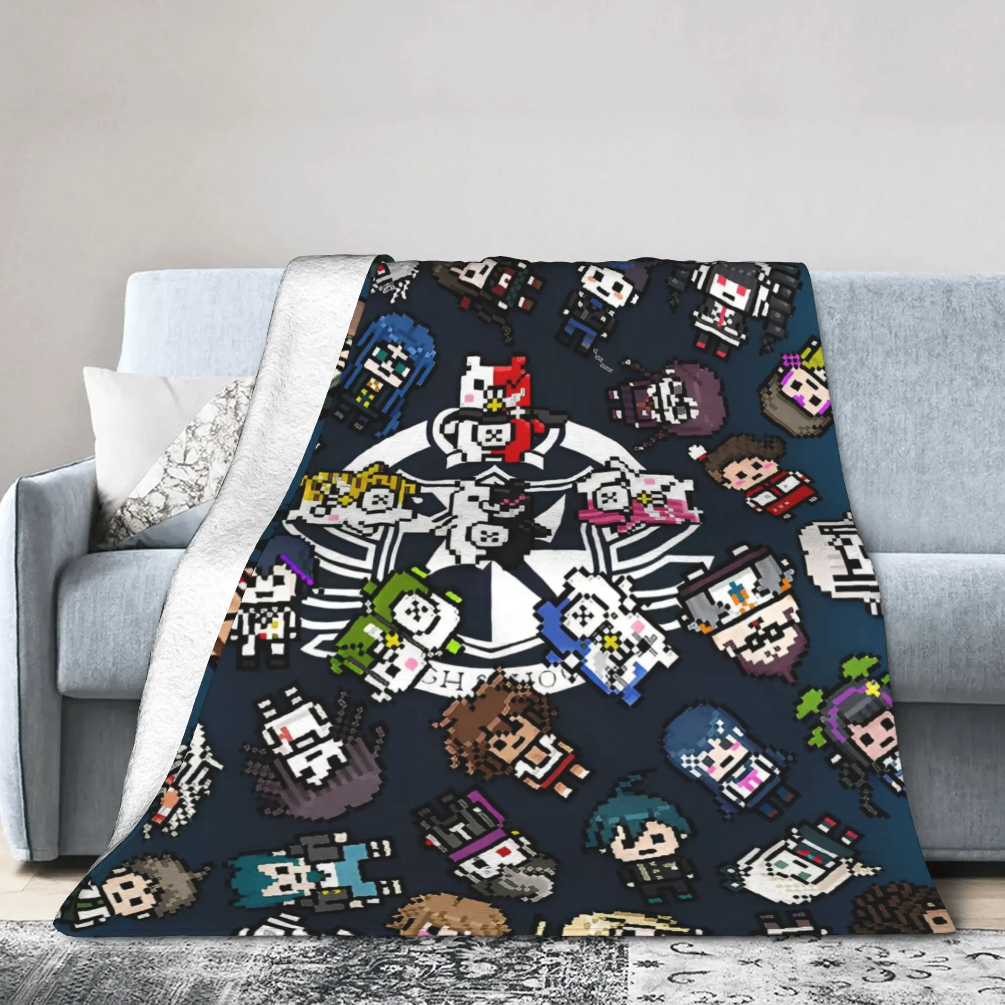 Danganronpa Monokuma Bear Flannel Throw Blanket Game Anime for Home Knitted Blanket Travel Thin Multi-function