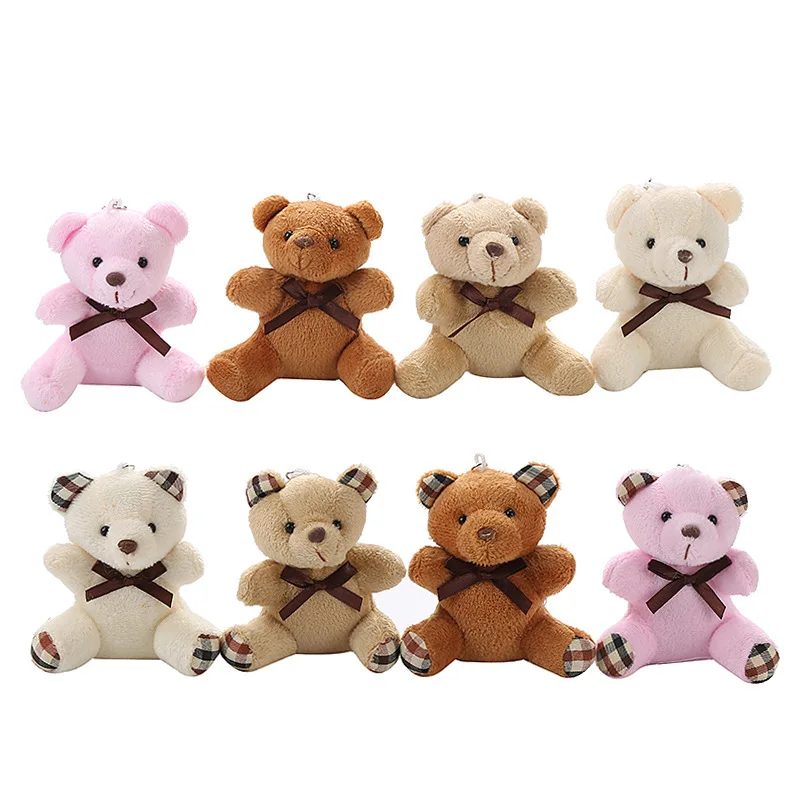 

10/30/50Pcs 9cm Cute Cartoon Tie Teddy Bear Plush Stuffed Doll Toy Kawaii Sitting Posture Animal Keychain Pendant Gift Wholesale