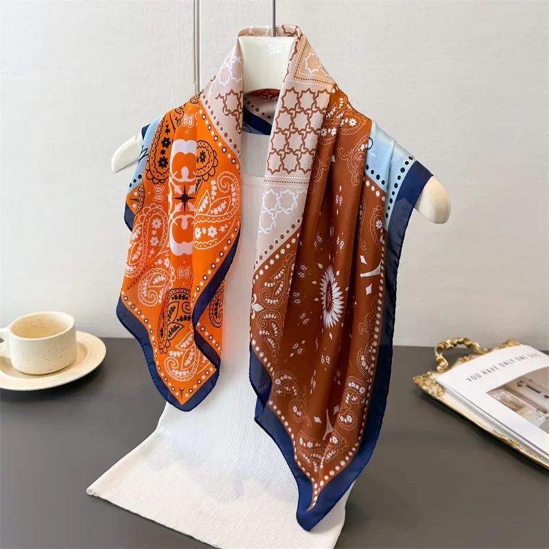 

New Cashew Print Female Neck Scarf Soft Satin Women Square Hair Scarves Foulard Head Band Shawls Wraps Neckerchief Bandana