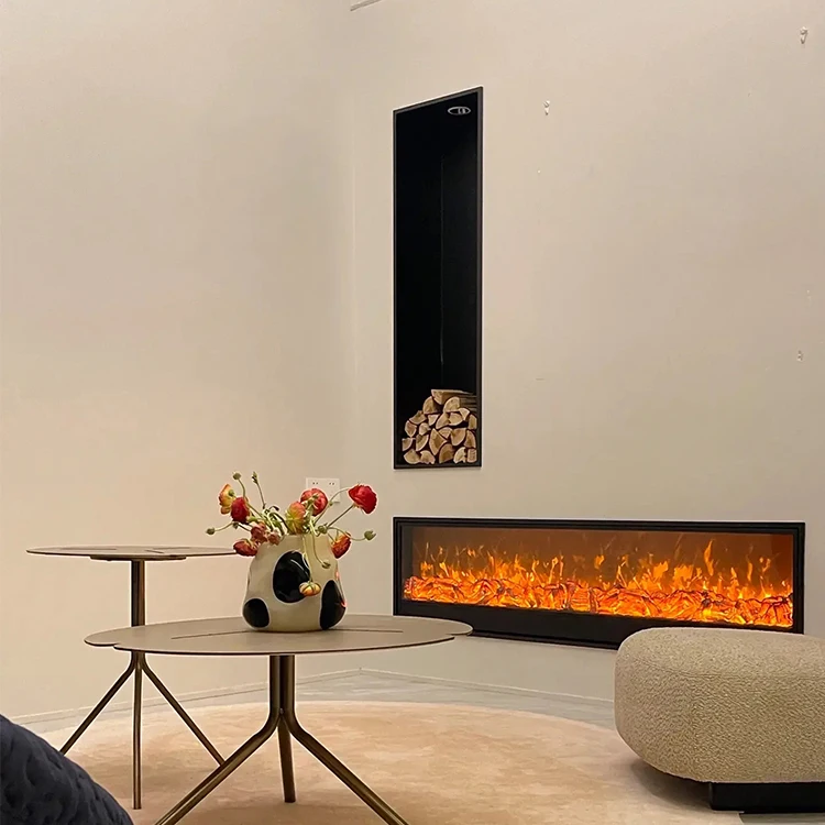 

Электрический встраиваемый трехсторонний стеклянный LED-камин с защитой от перегрева для использования в отелях, с инструкцией на английском языке