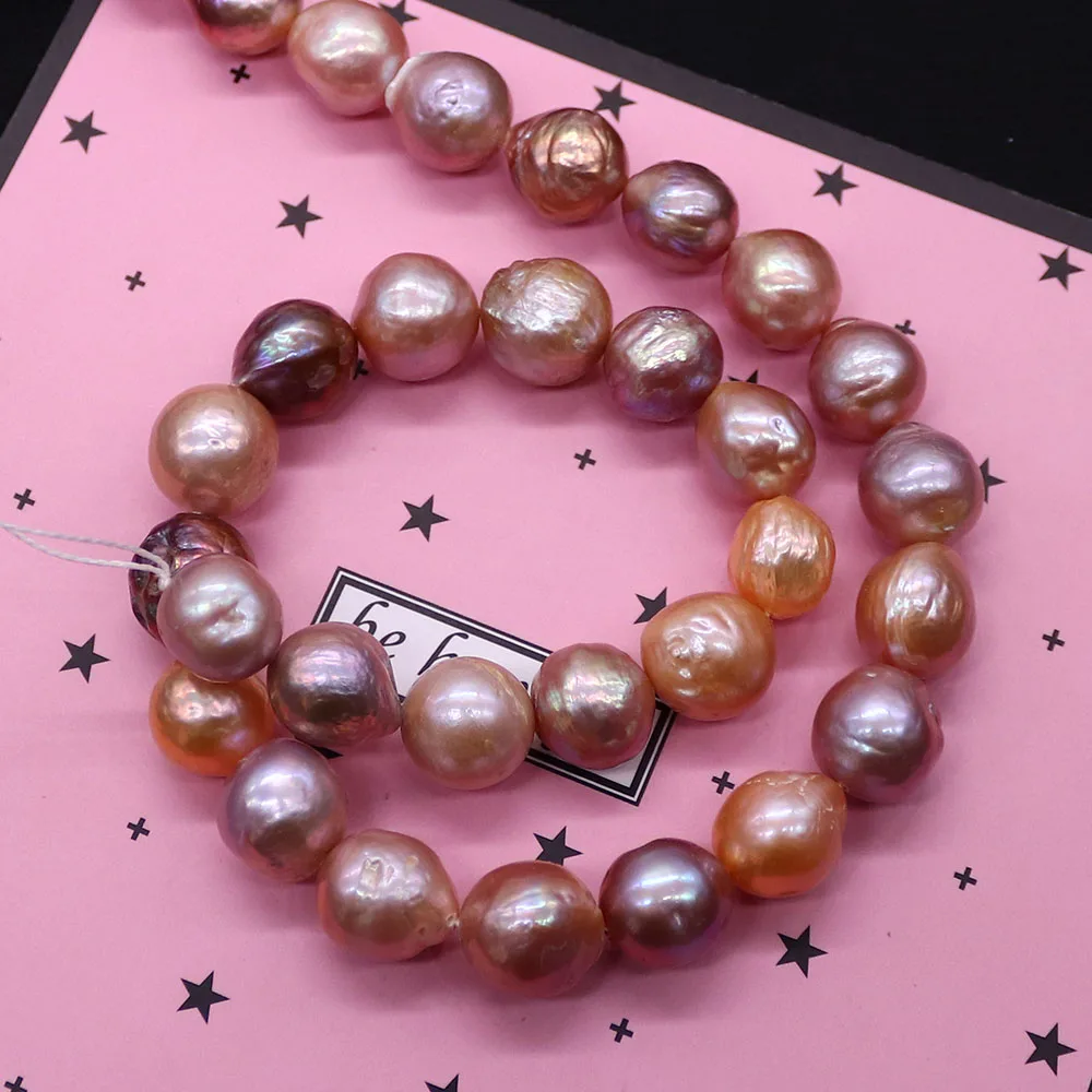 Unique Natural Freshwater Purple Edison Irregular Round Threaded Straight-hole Loose Beads DIY Accessory Materials Jewelry