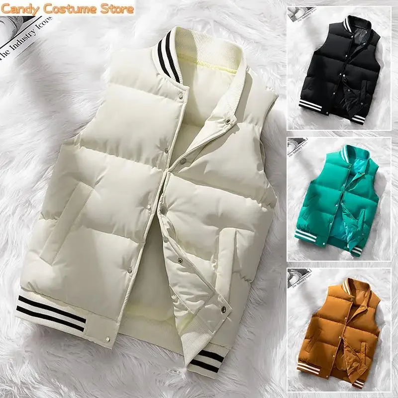Men's Sleeveless Cotton Jacket, Warm Vest, Casual Waistcoat, Couple Vests, Plus Size, Autumn, Winter, New