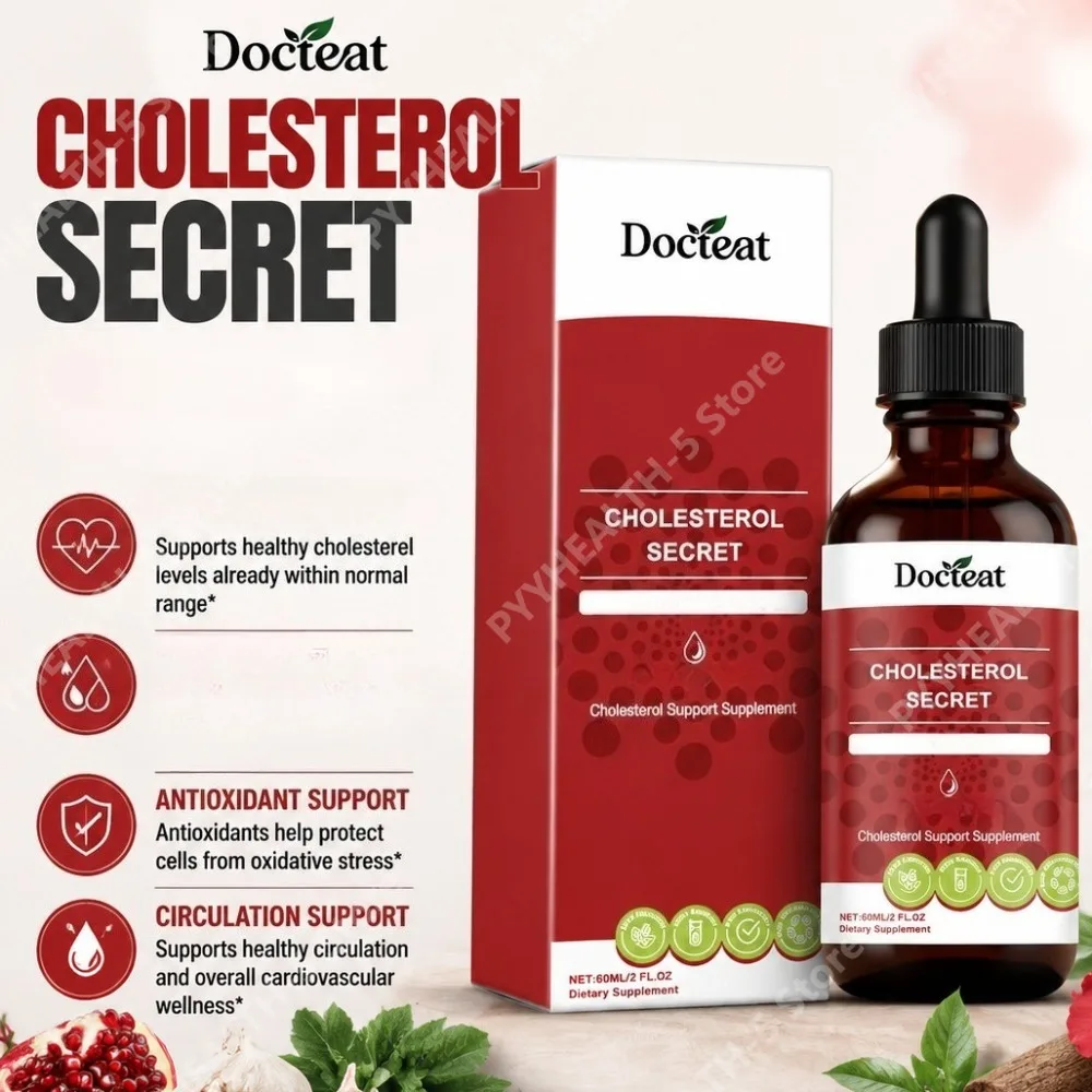 

Docteat Cholesterol Support Drops 60 Ml Bottle, 1 Ml Serving, with Artichoke Leaf, Astragalus Root & Hawthorn Berry