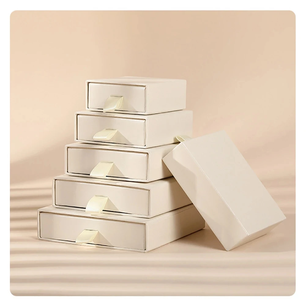 10pcs Thick Paper Whole Set Ring Earring Bracelet Pendant Necklace Packaging Drawer Gift Boxes Sliding Jewelry Organizer Box