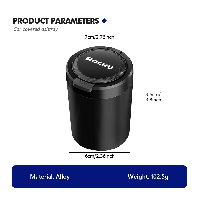 For Daihatsu Car Styling Portable Cigarette Ashtray Cup Auto Alloy Ashtray Accessories Feroza Charade Sirion Trevis Terios Mira view 6